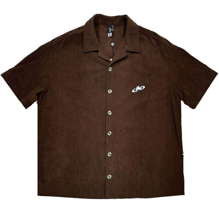 Corduroy Oversize Button Up Shirt (Brown)