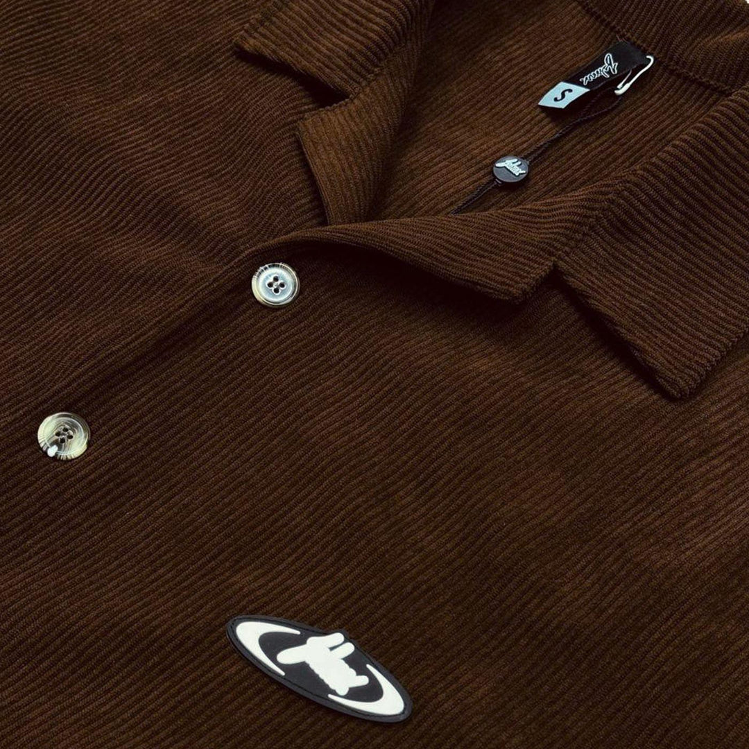 Corduroy Oversize Button Up Shirt (Brown)