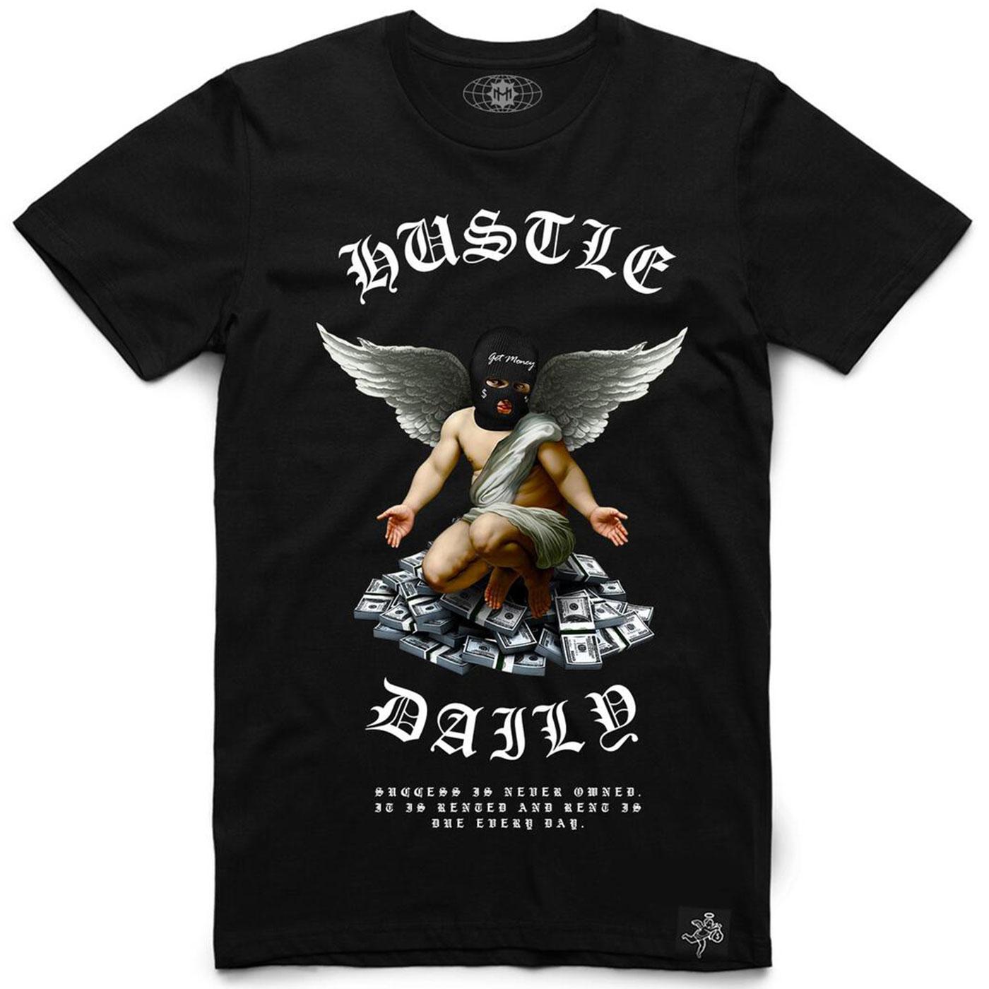 Money Pile Hustle Daily Angel Tee (Black)