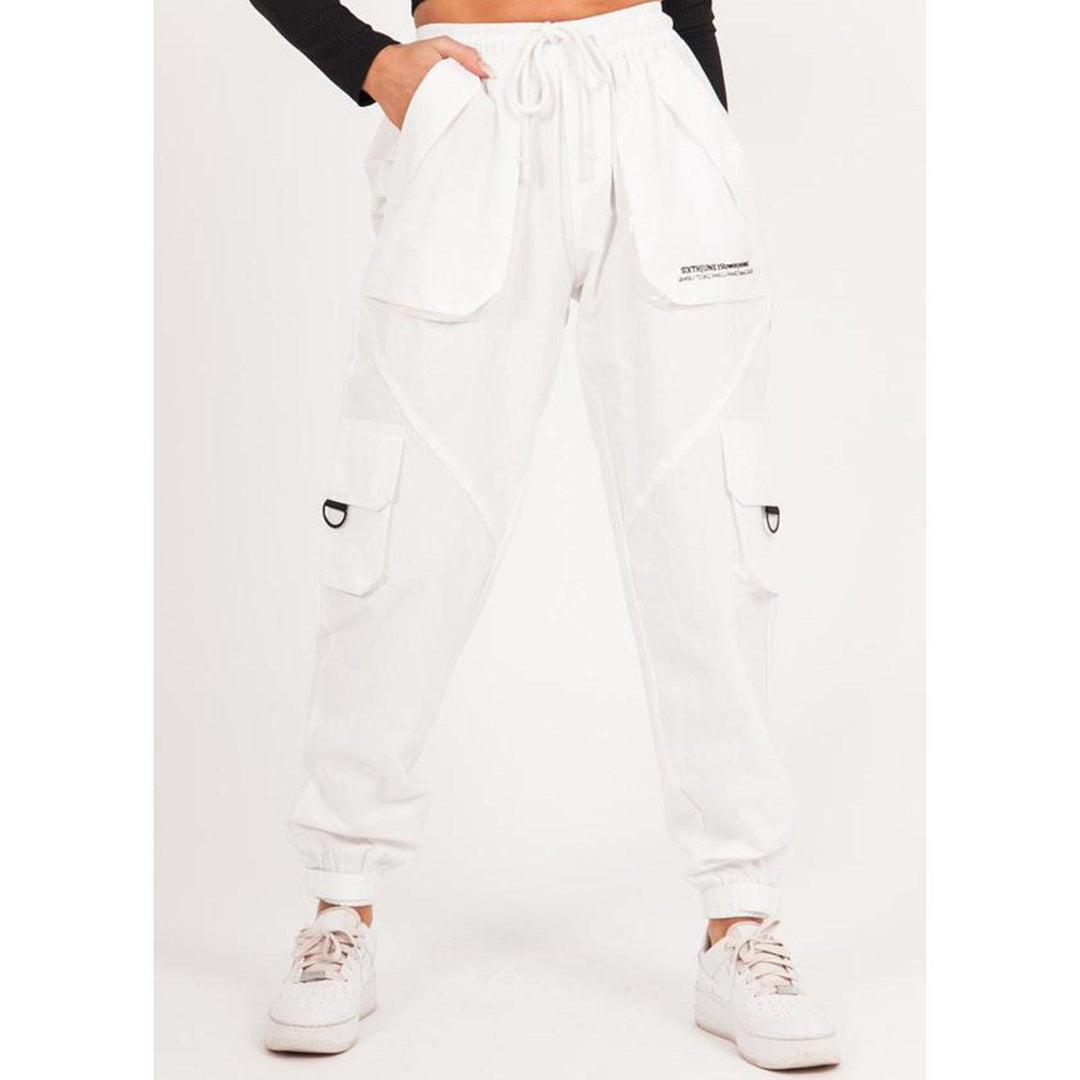 Large Cargo Pants (White) Front Fit | Sixth June