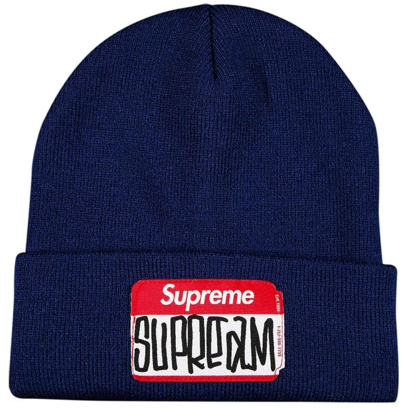 Buy the Supreme Gonz Name Tag Blue Beanie