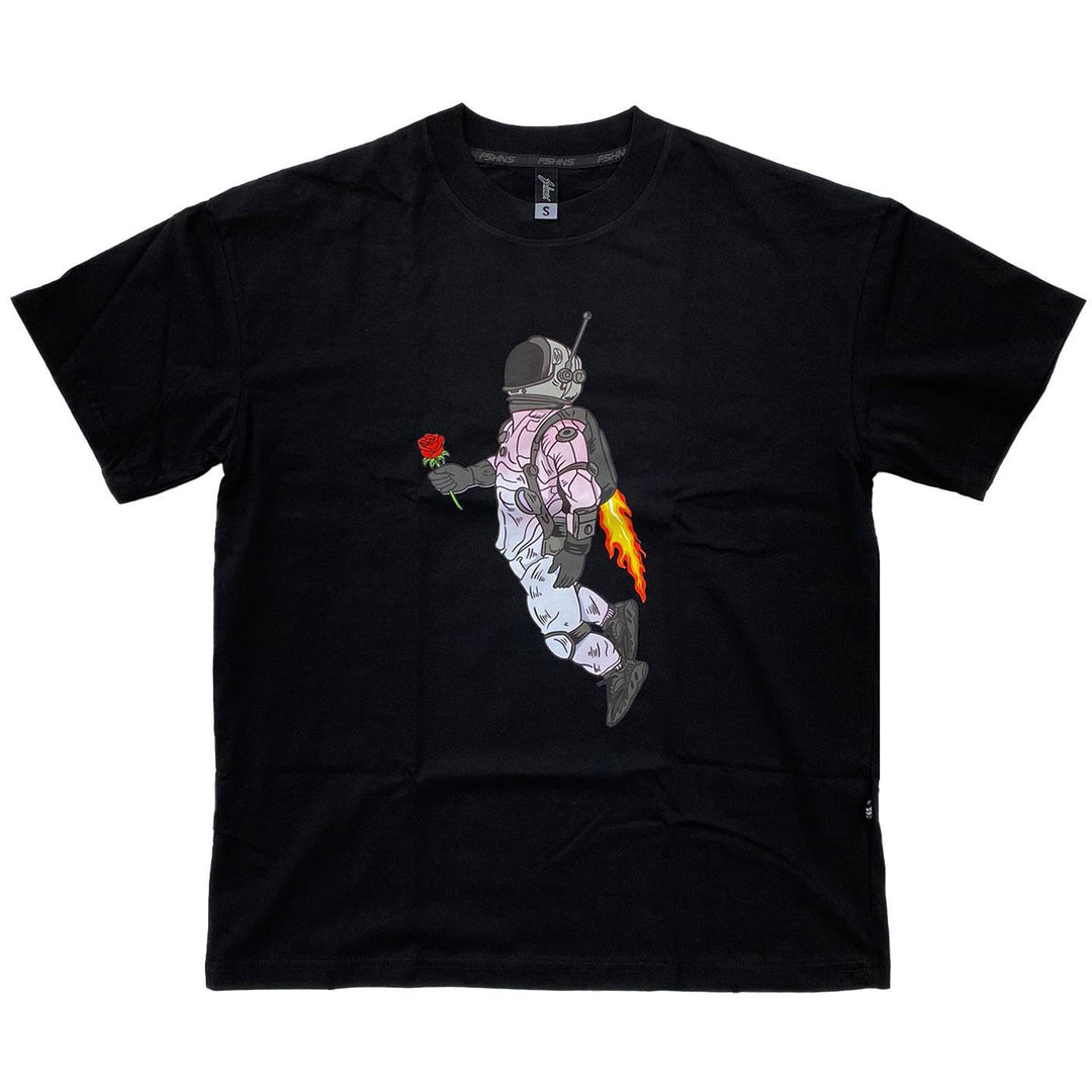 Astro Space Flower Flame Oversize Tee (Black)