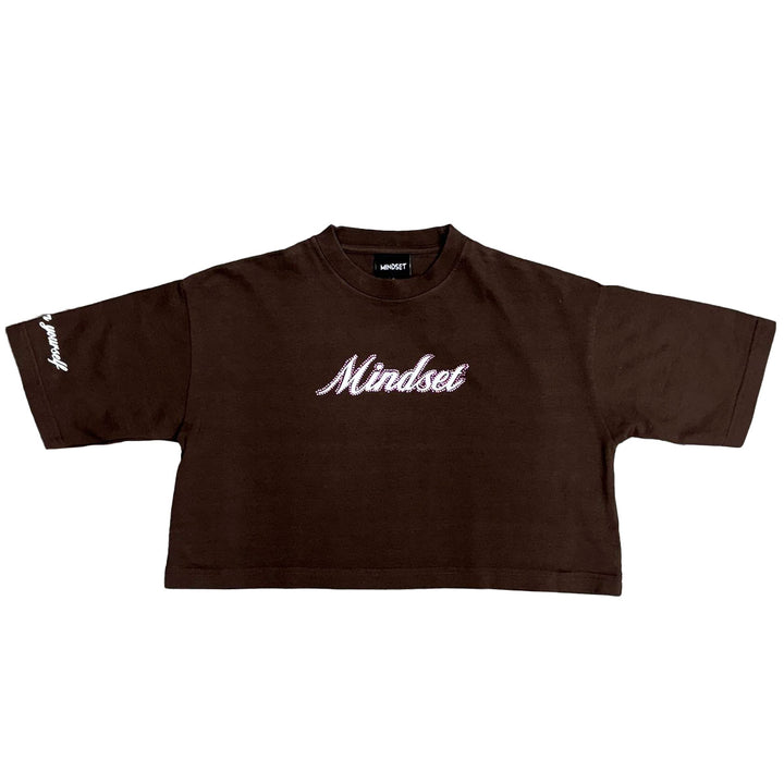 Believe in Yourself Cropped Tee (Dark Brown)