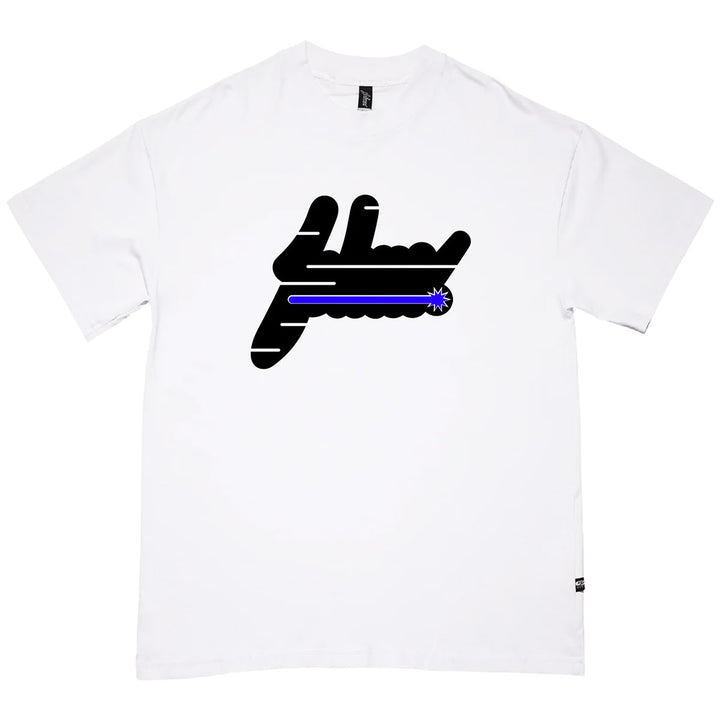 Oversize Big Logo Laser Gun Tee (White/Black)