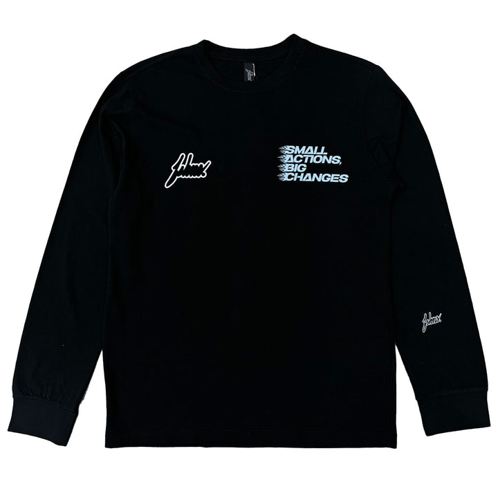 Small Actions Long Sleeve Tee (Black/Light Blue)