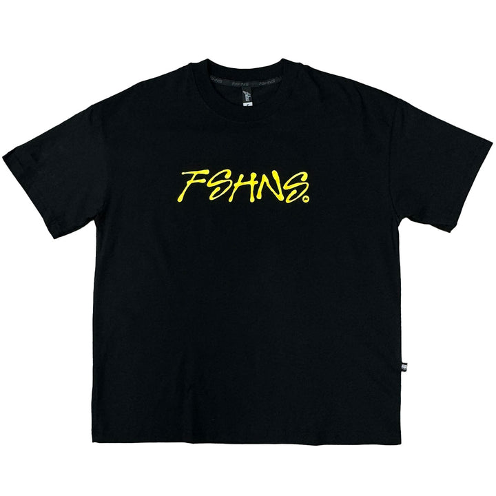 Painted Script Oversize Tee (Black/Gold)