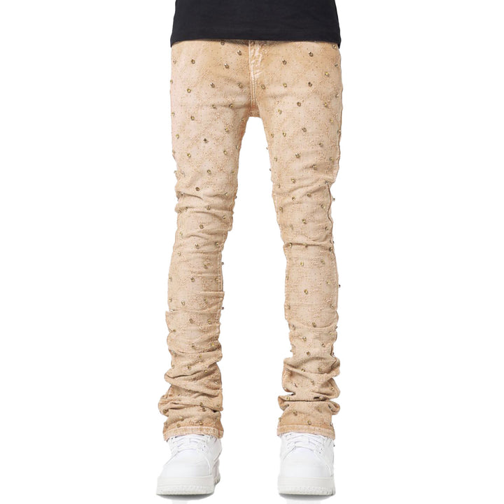 Vintage Khaki Embellished Denim