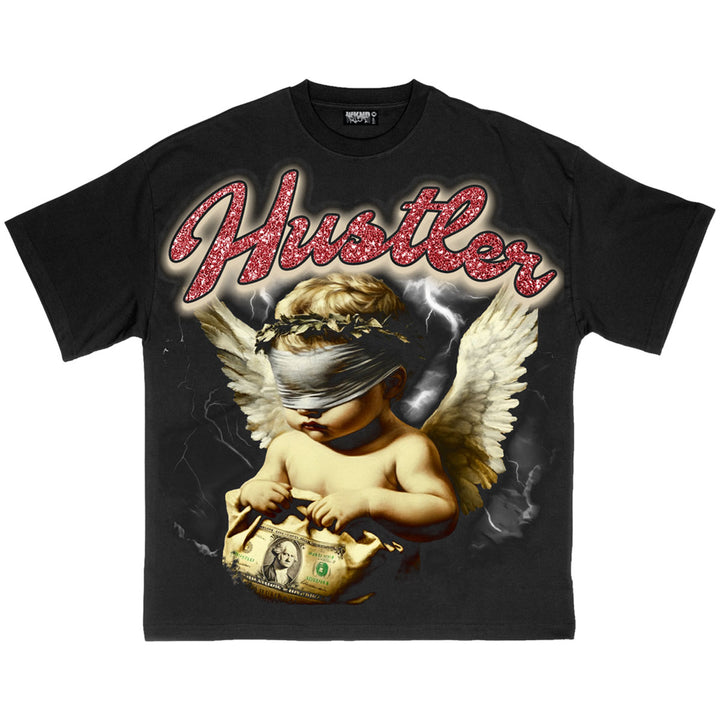 Hustler Red Rhinestone Tee (Black)