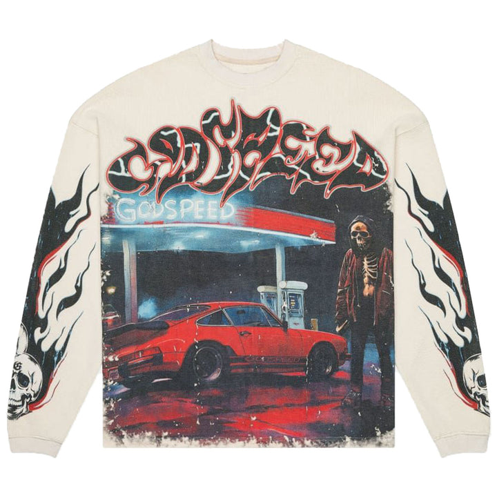 Pit Stop Thermal Long Sleeve Tee (Bone)