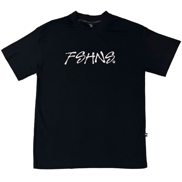 Painted Script Oversize Tee (Black/Cream Camo)