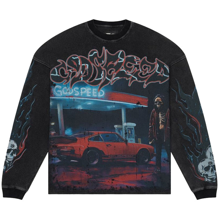 Pit Stop Thermal Long Sleeve Tee (Black)