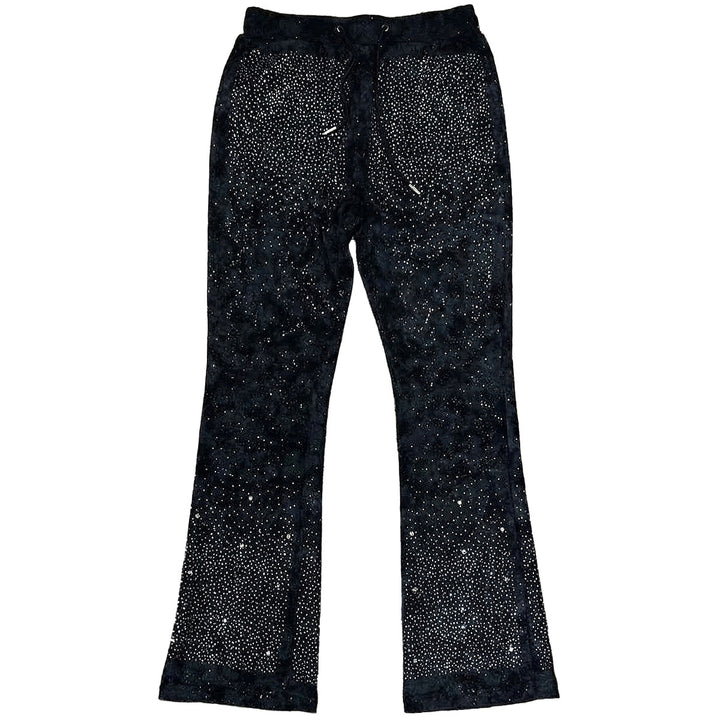 Stone Rivet Stacked Pants (Black)