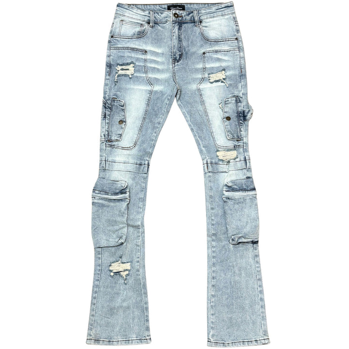 Multi Flare Cargo Denim VC622 (Light Blue)