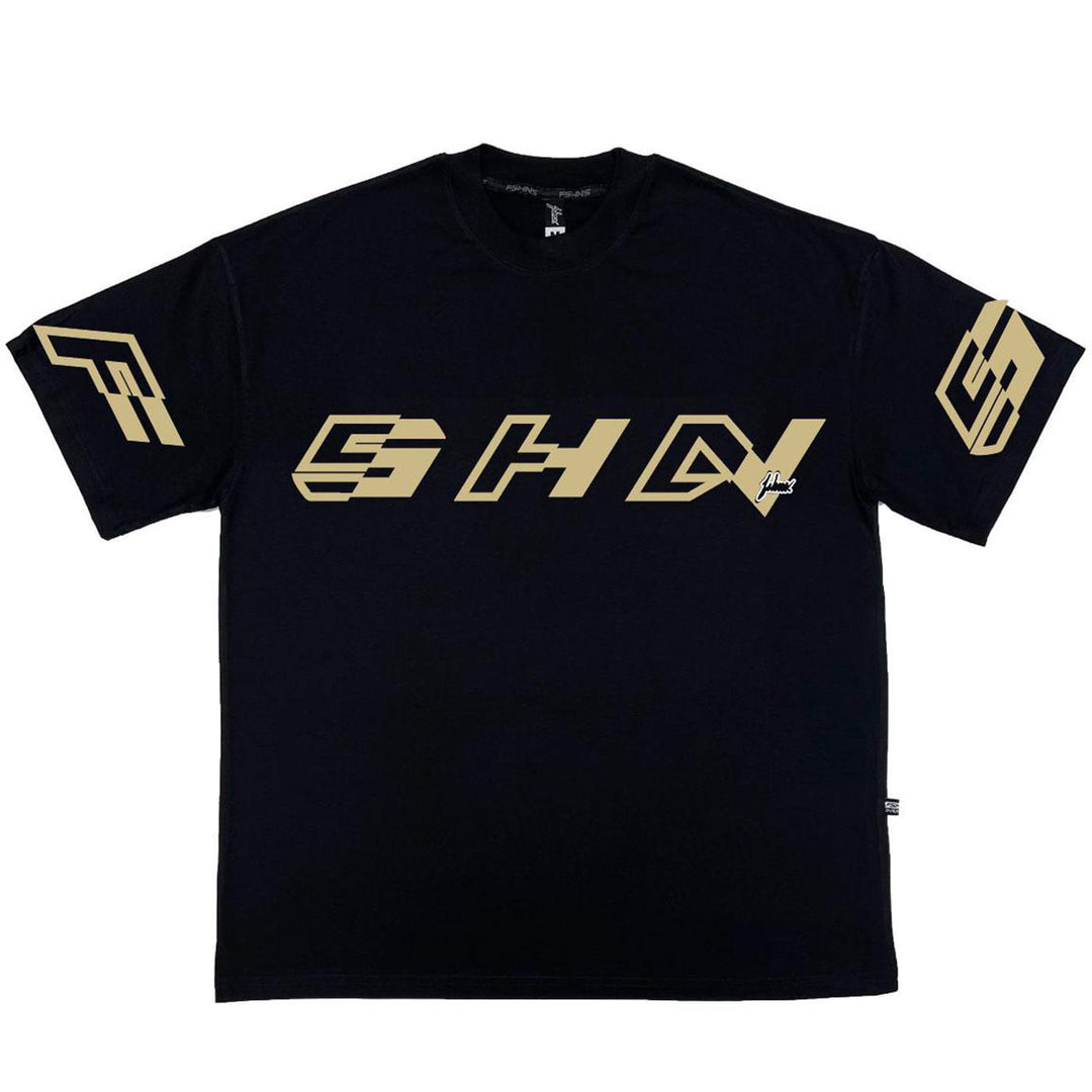 Angle Bank Letter Oversize Tee (Black/Gold)
