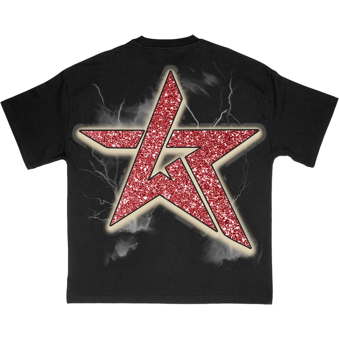 Hustler Red Rhinestone Tee (Black)