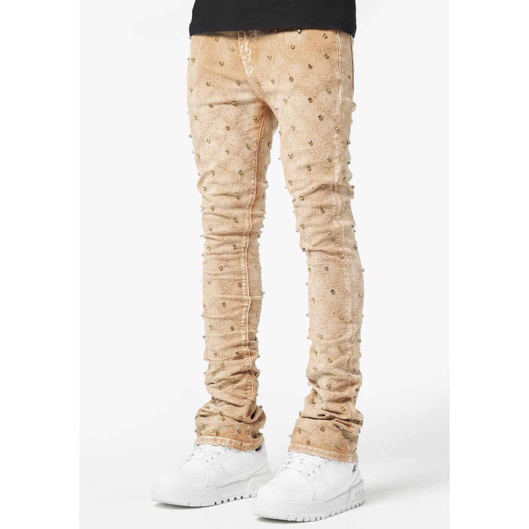 Vintage Khaki Embellished Denim