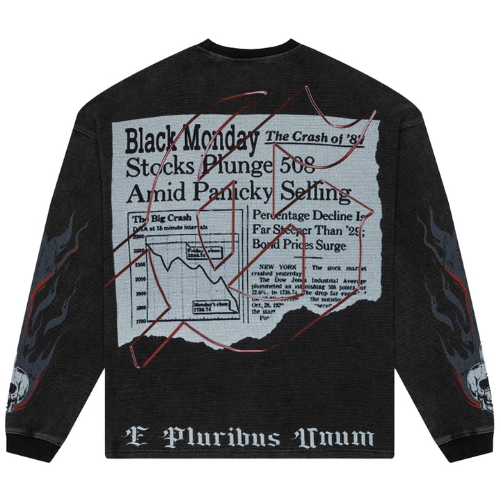 Black Monday Thermal Long Sleeve Tee (Black Wash)