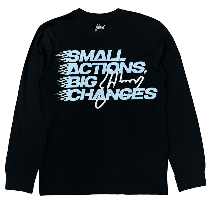 Small Actions Long Sleeve Tee (Black/Light Blue)