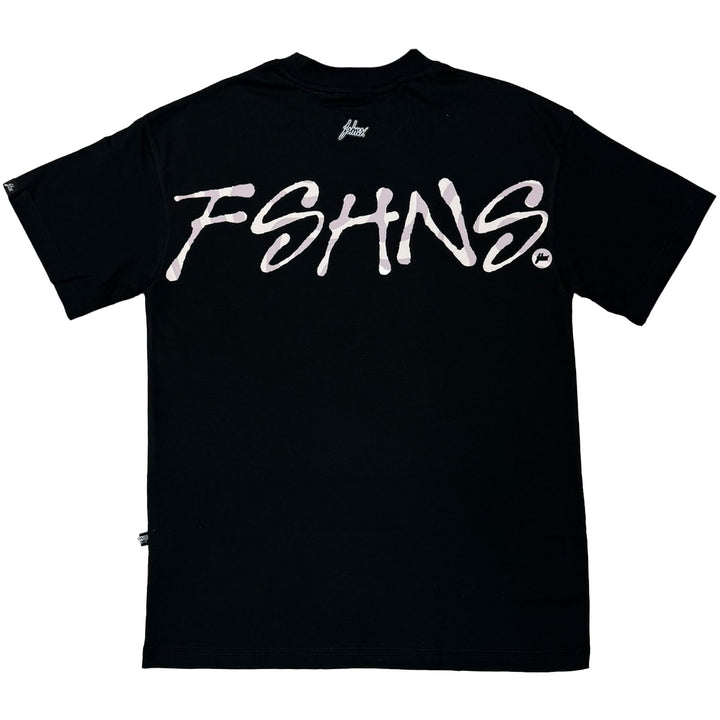 Painted Script Oversize Tee (Black/Cream Camo)