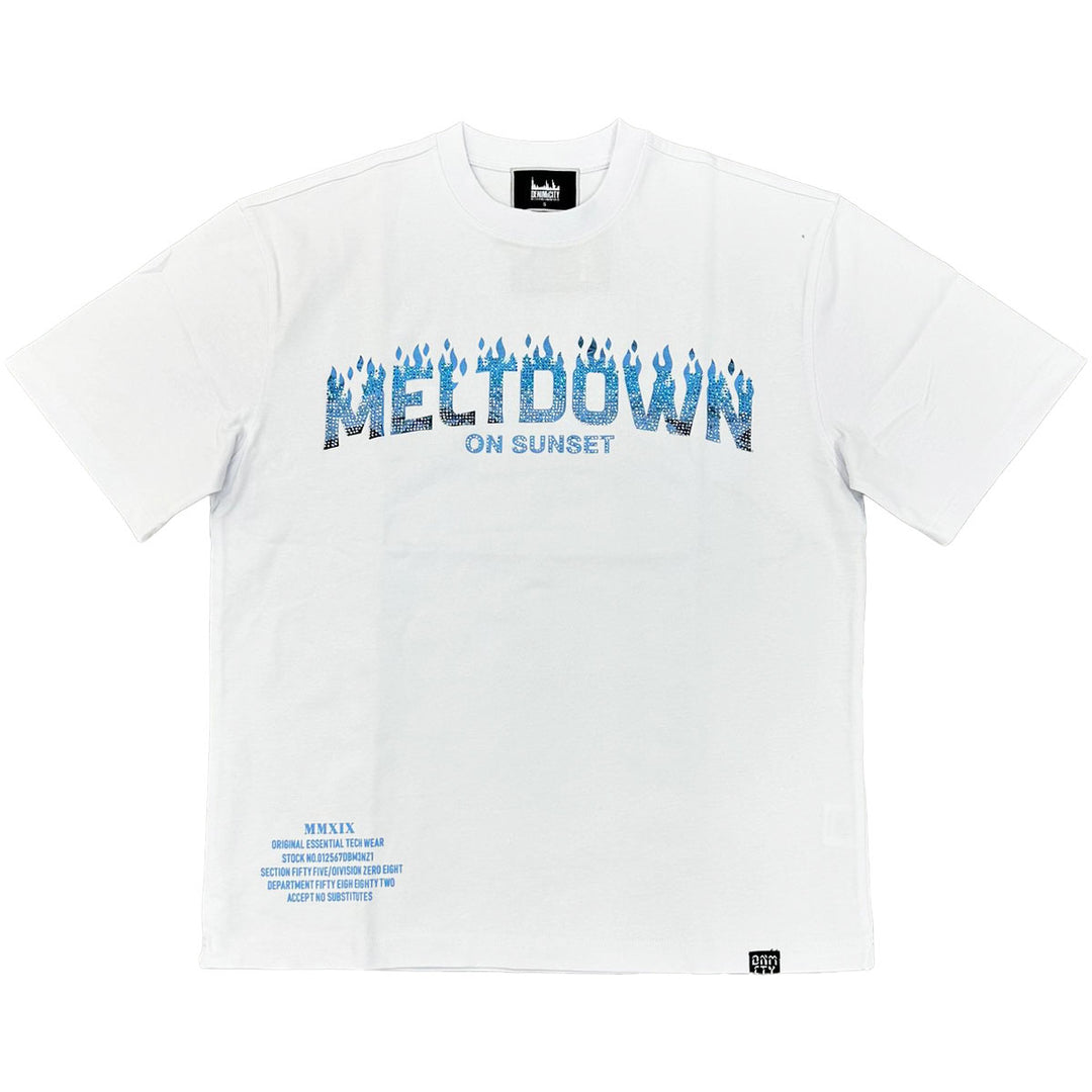Meltdown Rhinestone Tee (White / Blue)