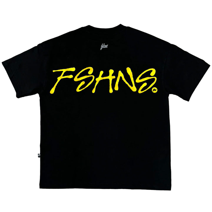 Painted Script Oversize Tee (Black/Gold)