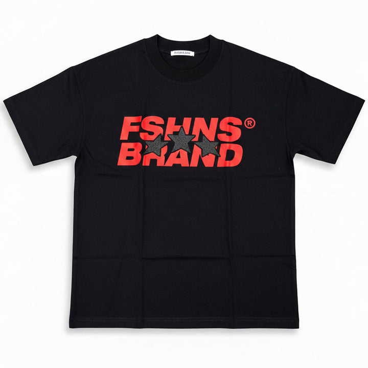 3 Star Oversize Tee (Black / Red)
