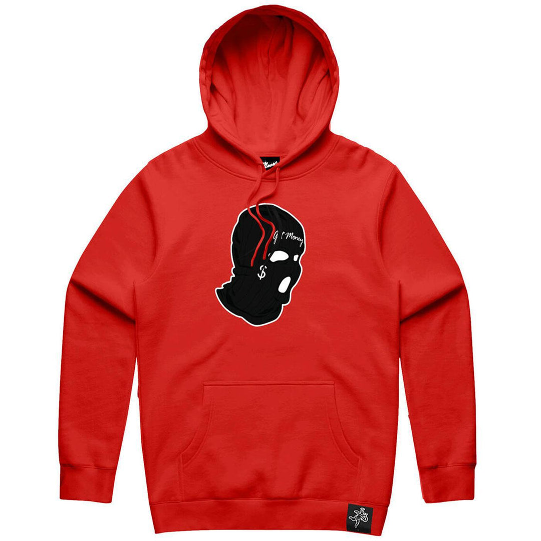 AJ11 Get Money Mask Chenille Patch Hoodie (Red)