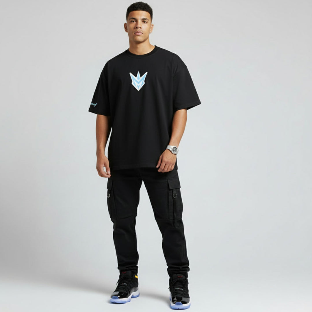 Believe Logo Tee (Black / Light Blue)