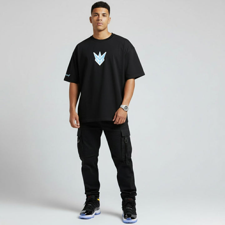 Believe Logo Tee (Black / Light Blue)