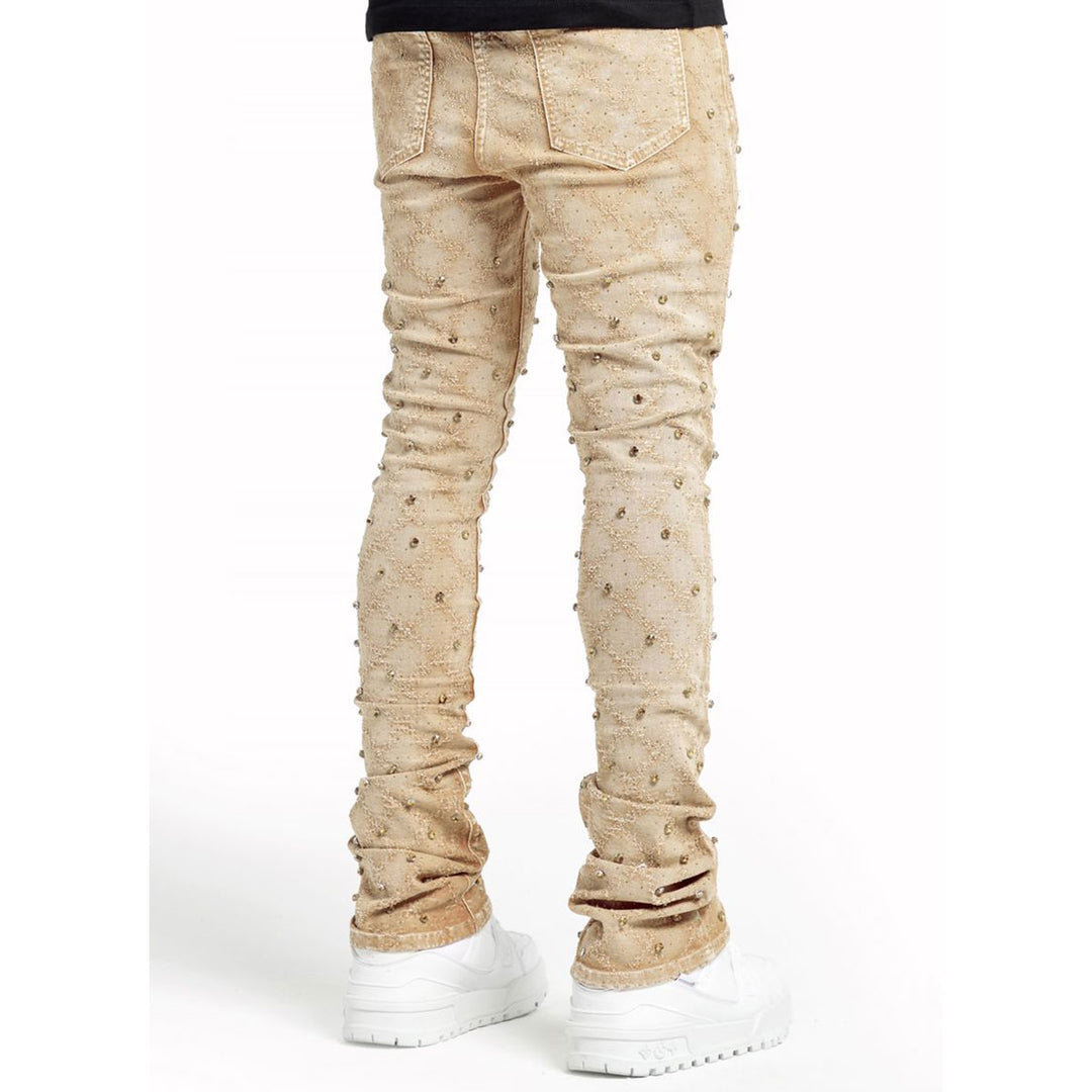 Vintage Khaki Embellished Denim