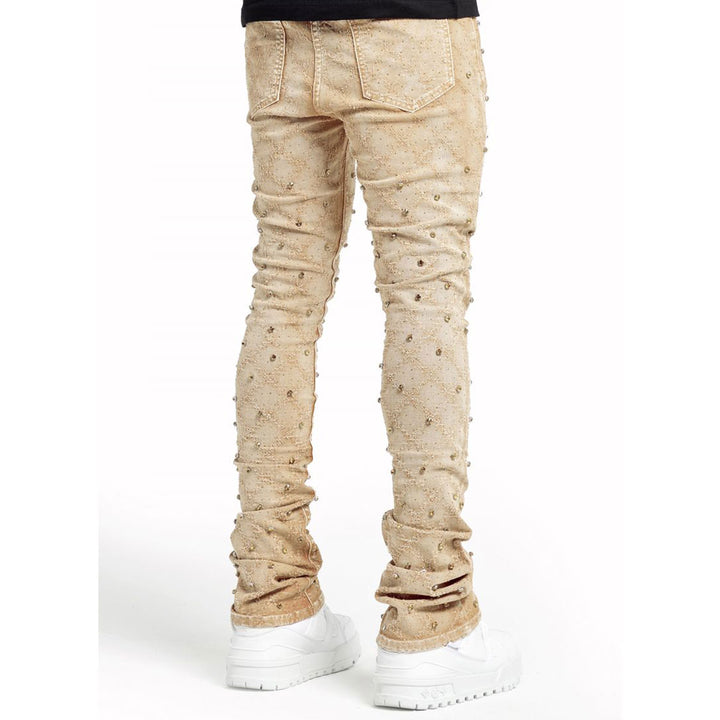 Vintage Khaki Embellished Denim