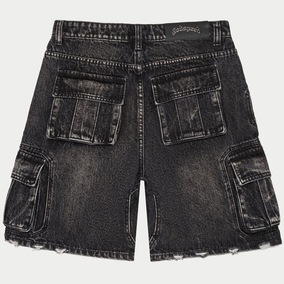 Octagon Cargo Denim Shorts (Black)