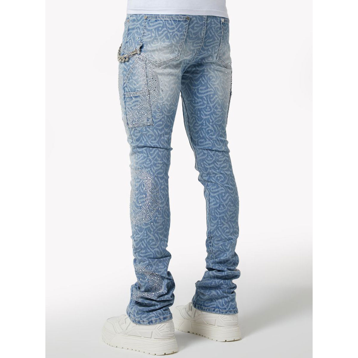 Aqua Blue Calligraphy Denim | GUAPI – Urban Street Wear