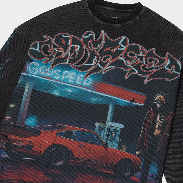 Pit Stop Thermal Long Sleeve Tee (Black)