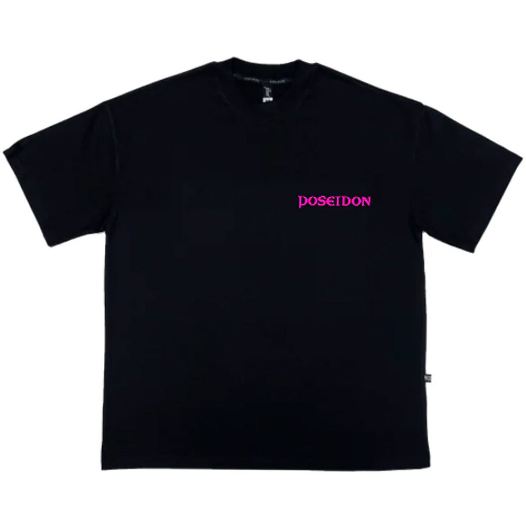 Poseidon Logo Oversize Tee (Black / Hot Pink)