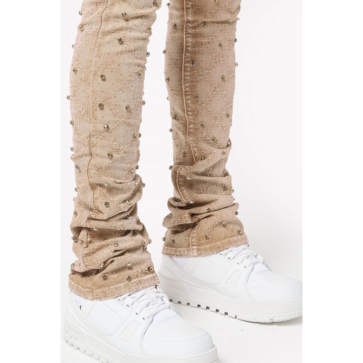 Vintage Khaki Embellished Denim