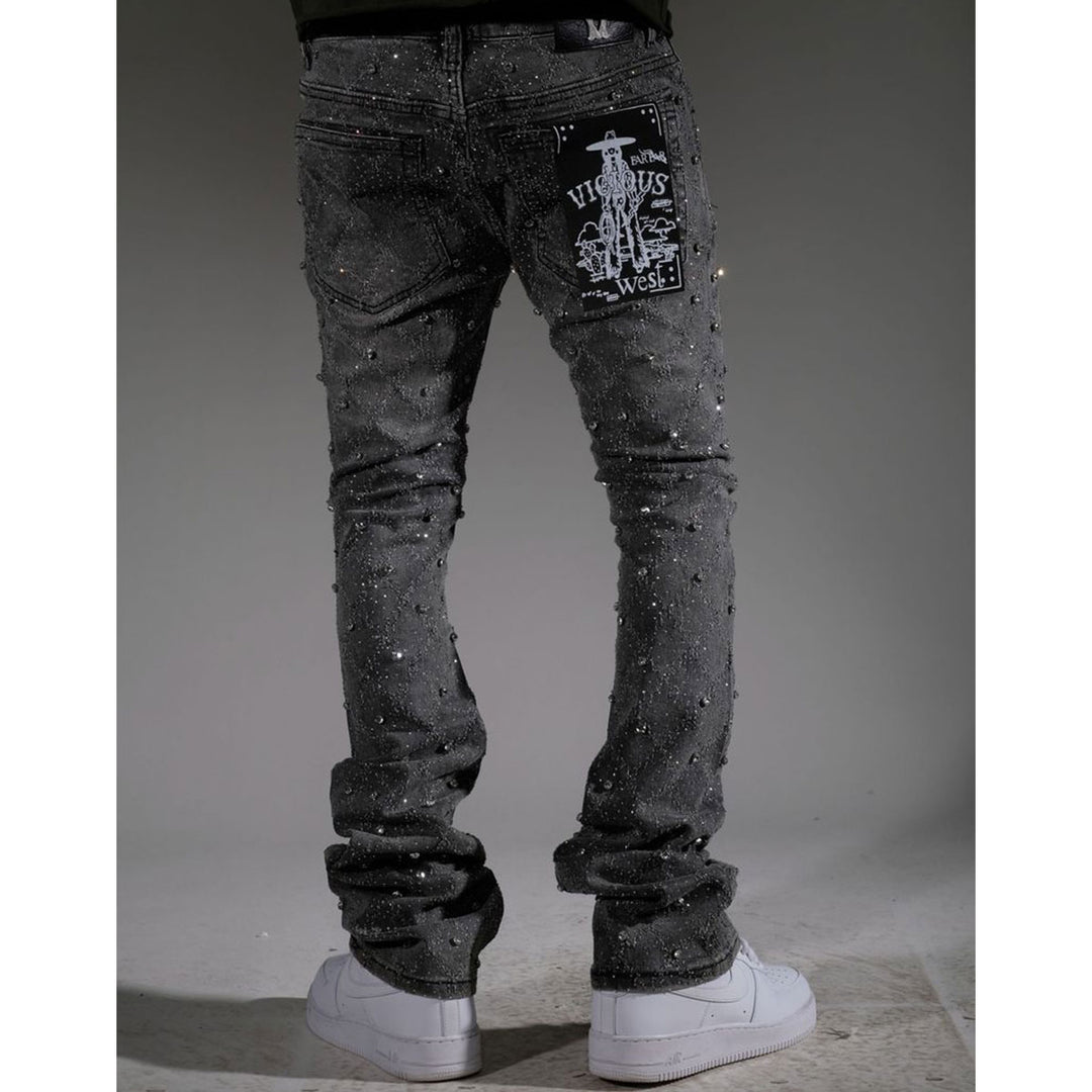 Embellish Rhinestone Flare Denim
