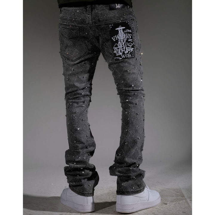 Embellish Rhinestone Flare Denim