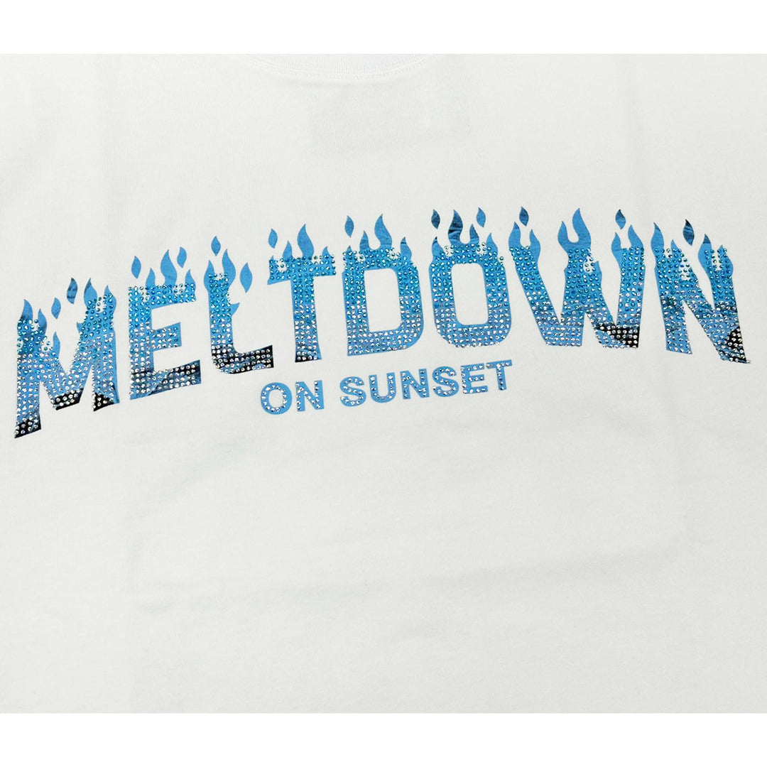 Meltdown Rhinestone Tee (White / Blue)