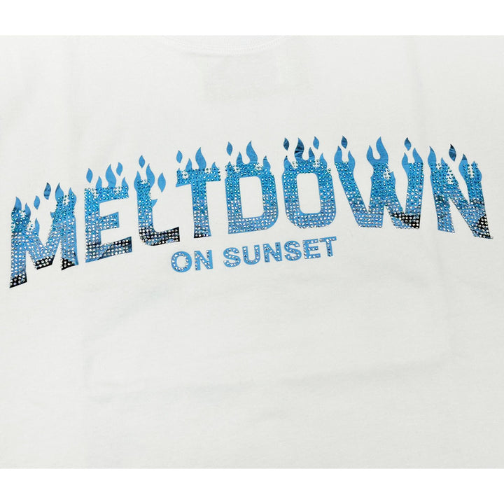 Meltdown Rhinestone Tee (White / Blue)