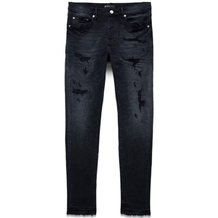 P001 Low Rise Skinny Jeans (Black Quilted Destroyed)