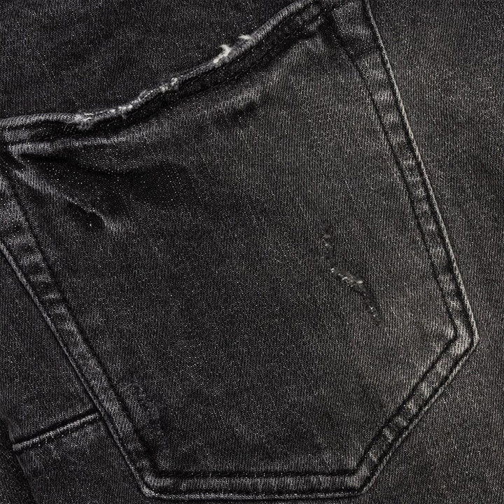 P001 Low Rise Skinny Jean (Worn Patchwork Black)