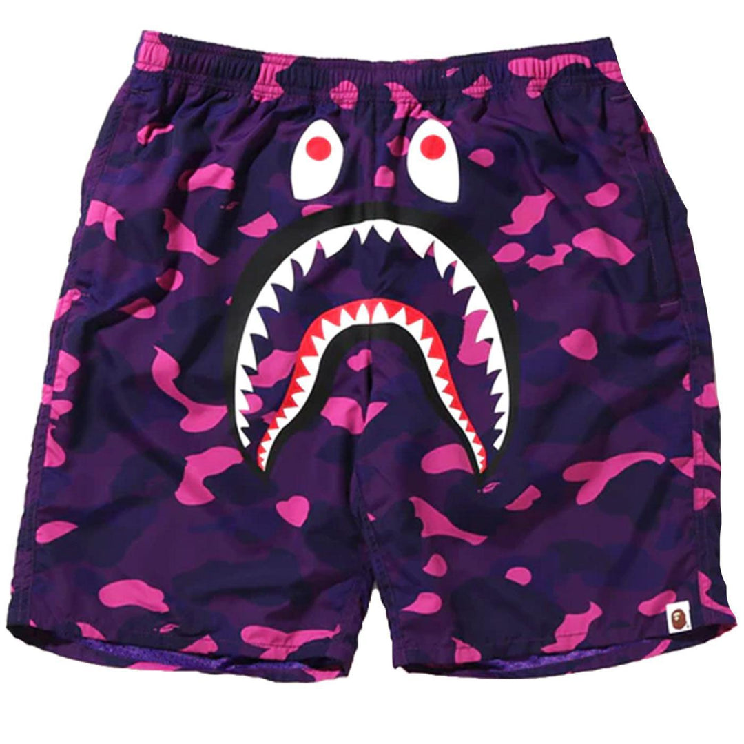 BAPE Color Camo Shark Beach Shorts (Purple) | A Bathing Ape