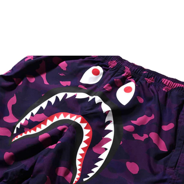 BAPE Color Camo Shark Beach Shorts (Purple) Style | A Bathing Ape