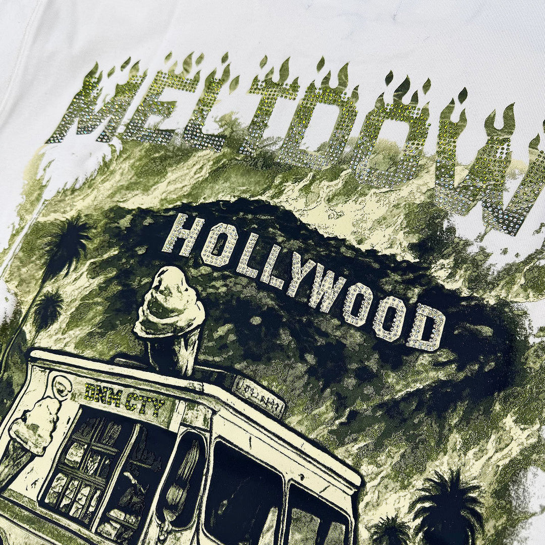 Meltdown Rhinestone Tee (Natural / Moss)