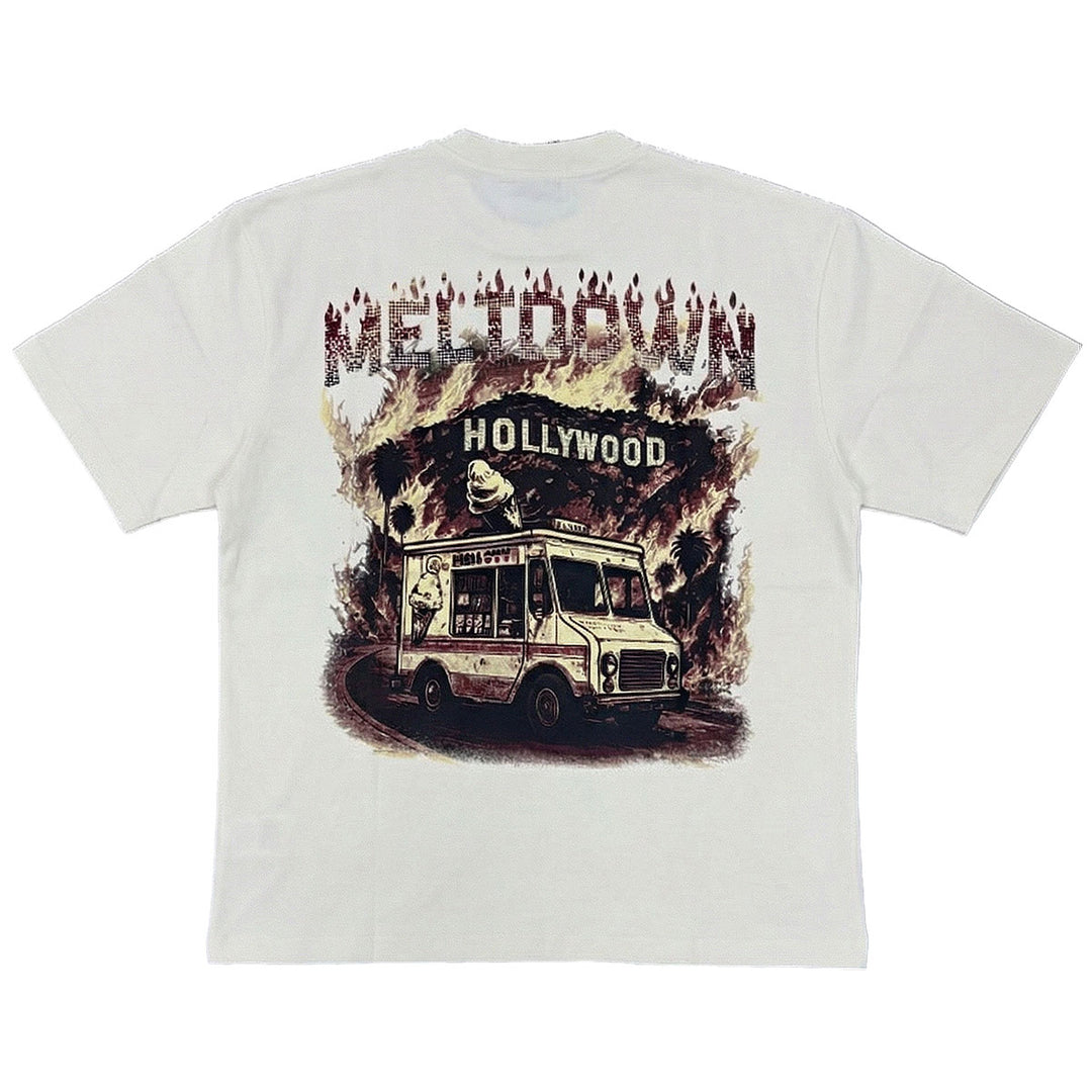 Meltdown Rhinestone Tee (Cream / Burgundy)
