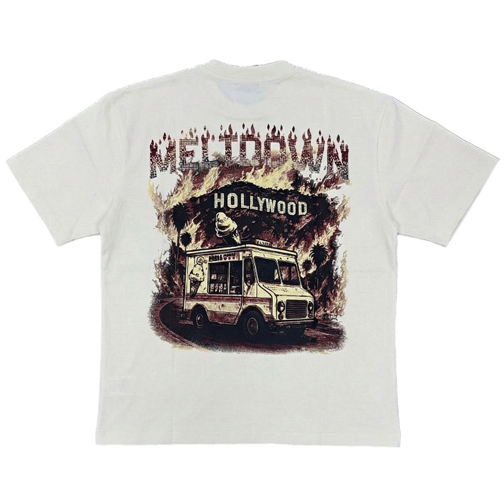 Meltdown Rhinestone Tee (Cream / Burgundy)
