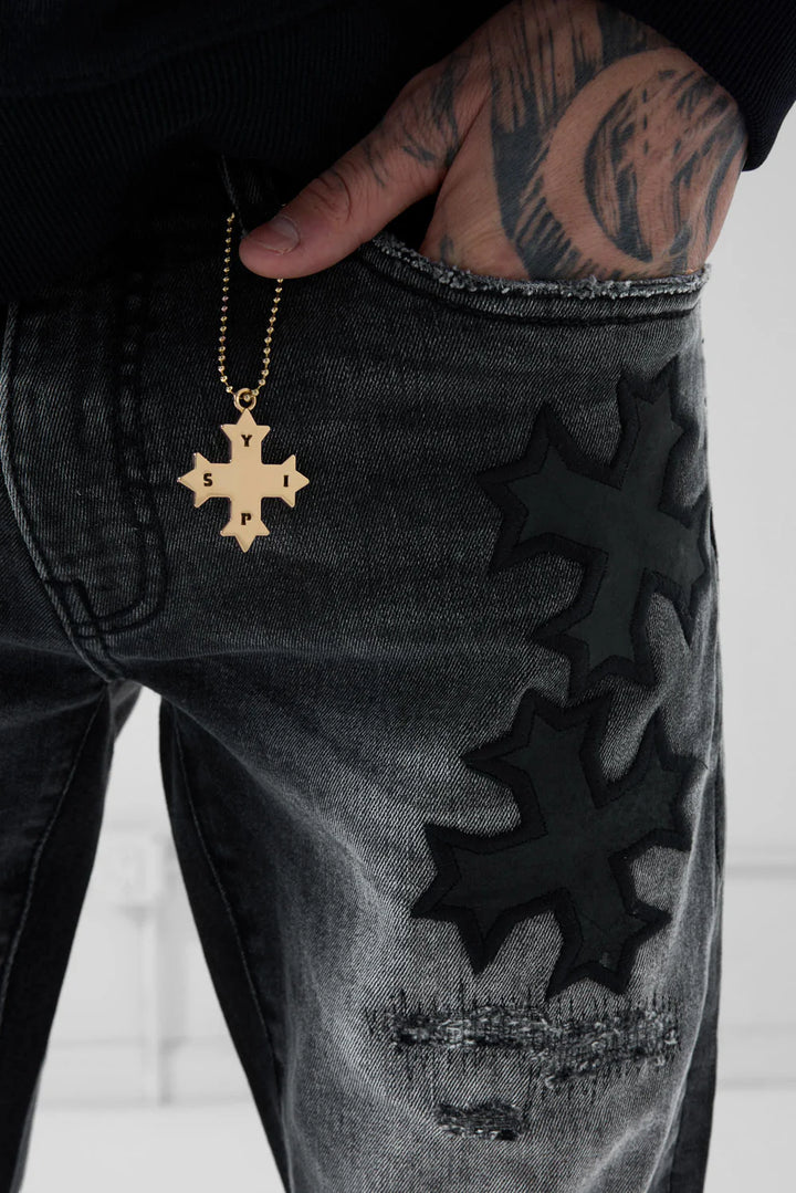 Super Skinny Stacked Eden Denim (Black Shadow)