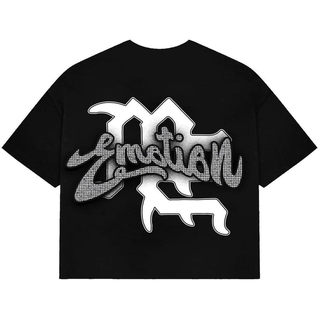 Rhinestone Cupid Cropped Tee (Black)