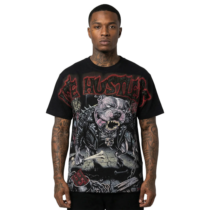 Angry Pitbull Rhinestone Tee (Black)